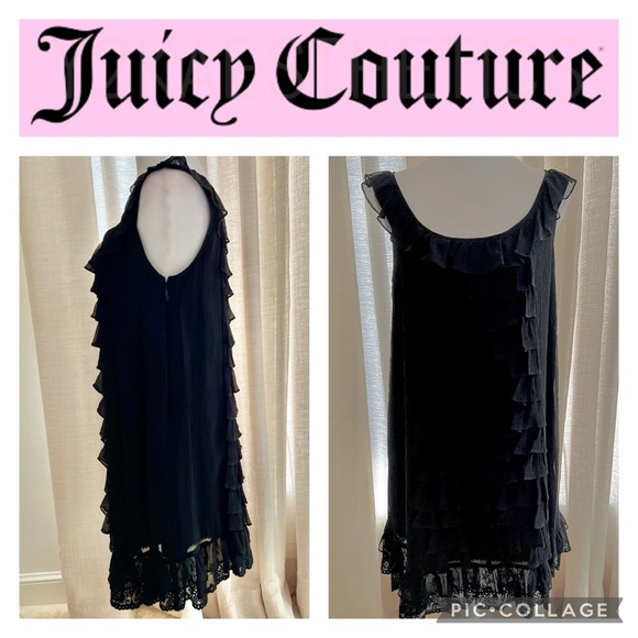 Juicy Couture Dresses & Skirts - Juicy Couture Silk Y2K Black Ruffled Party Midi Dress